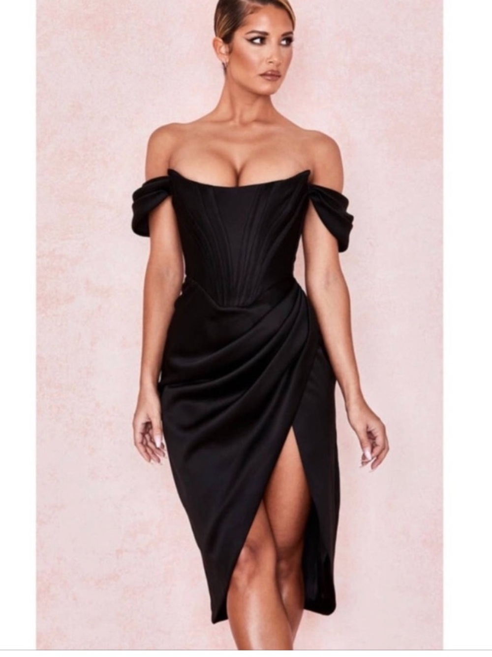 House of CB Loretta Corset Midi Dress Black Size S